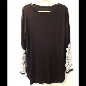 NWOT Crocheted Lace Sleeve Top